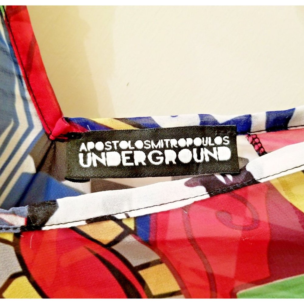 APOSTOLOS MITROPOULOS for UNDERGROUND Pullover One Size Top Colorful Sheer - Picture 2 of 9